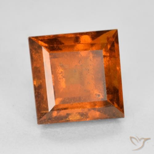 1.59 ct Orange Hessonite Garnet Stone, Natural Hessonite Garnet in Square Facet Shape for Sale