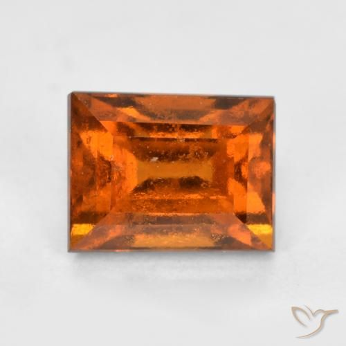 1.29ct Natural Deep Orange Hessonite Garnet, Baguette, VS
