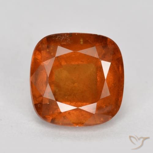 2.03ct Natural Medium Orange Hessonite Garnet, Cushion, SI