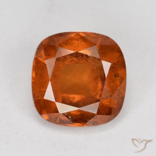 1.89ct Natural Amber Orange Hessonite Garnet, Cushion, SI