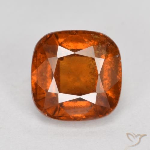 2.13ct Natural Amber Orange Hessonite Garnet, Cushion, SI