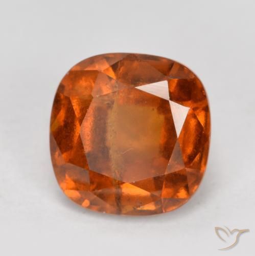 2.16ct Natural Amber Orange Hessonite Garnet, Cushion, SI
