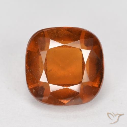 2.32ct Natural Amber Orange Hessonite Garnet, Cushion, VS-SI
