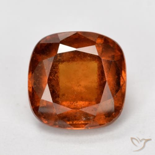 2.16ct Natural Dark Orange Hessonite Garnet, Cushion, VS-SI