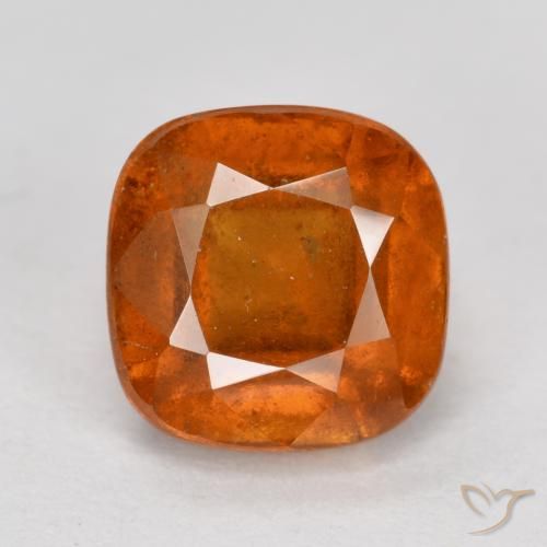 2.42ct Natural Amber Orange Hessonite Garnet, Cushion, SI