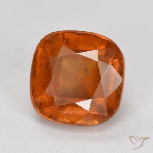 2.42 ct Orange Hessonite Garnet Stone, Natural Hessonite Garnet in Cushion-Cut Shape for Sale