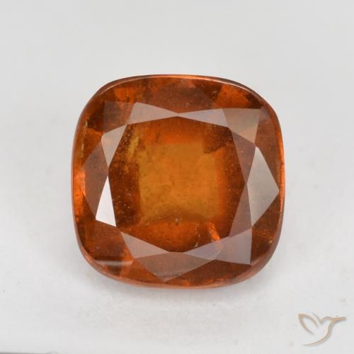 1.96ct Natural Amber Orange Hessonite Garnet, Cushion, VS-SI