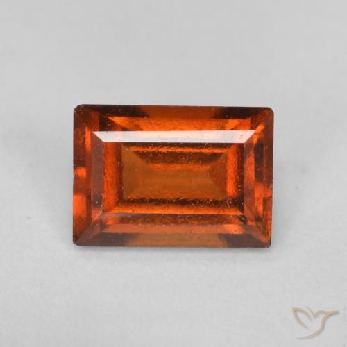 0.93ct Natural Deep Orange Hessonite Garnet, Baguette, VS