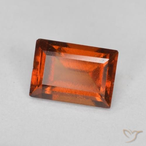 0.93 ct Orange Hessonite Garnet Stone, Natural Hessonite Garnet in Baguette Facet Shape for Sale