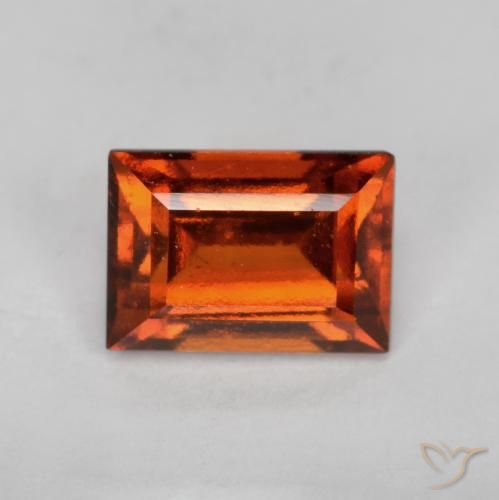 1.07ct Natural Deep Orange Hessonite Garnet, Baguette, VS