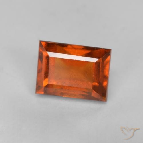 0.93ct Natural Reddish Orange Hessonite Garnet, Baguette, VS