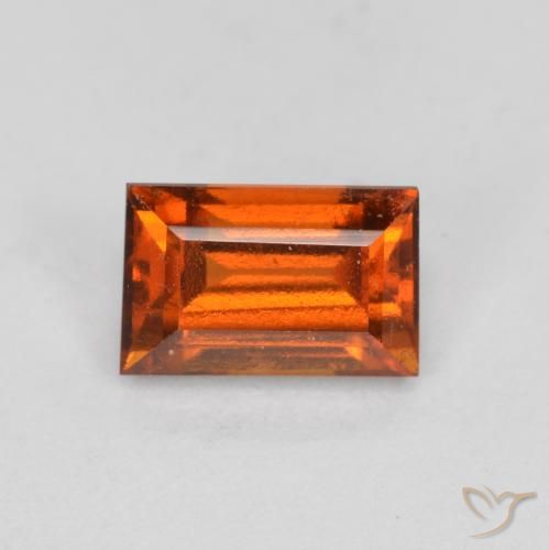 0.87ct Natural Deep Orange Hessonite Garnet, Baguette, VS