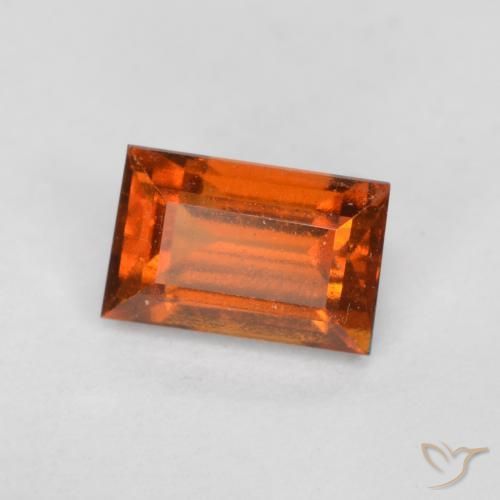 0.87 ct Orange Hessonite Garnet Stone, Natural Hessonite Garnet in Baguette Facet Shape for Sale