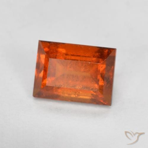 1.07ct Natural Fire Orange Hessonite Garnet, Baguette, VS-SI