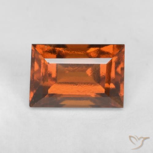 1.09ct Natural Deep Orange Hessonite Garnet, Baguette, VS