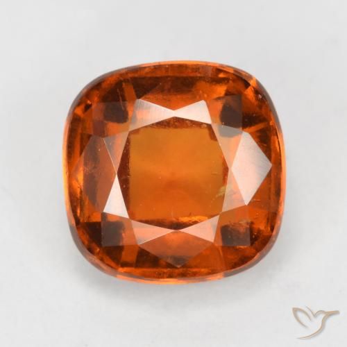 2.47ct Natural Medium Orange Hessonite Garnet, Cushion, VS-SI