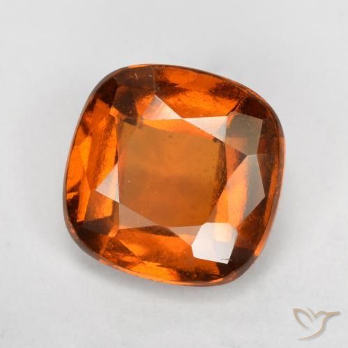 1.67 ct Orange Hessonite Garnet Stone, Natural Hessonite Garnet in Cushion-Cut Shape for Sale