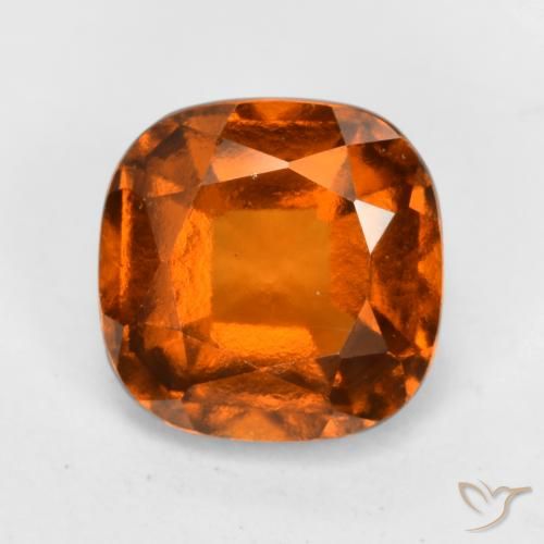 1.98ct Natural Amber Orange Hessonite Garnet, Cushion, VS