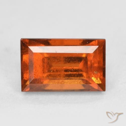 Naranja oscuro Granate Hesonita Gema - 1ct Faceta en Estilo Baguette (ID: 566199)