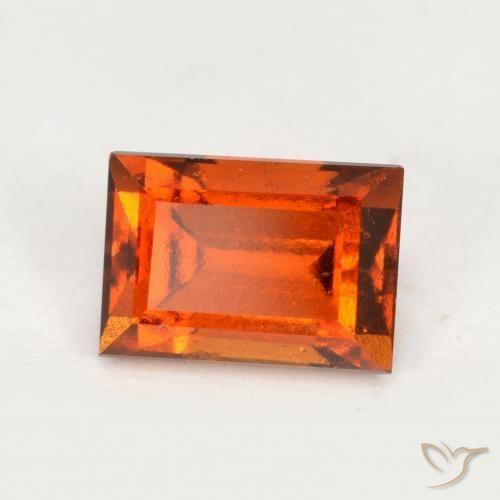 1.10ct Natural Dark Orange Hessonite Garnet, Baguette, VS
