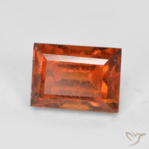 1.02ct Natural Amber Orange Hessonite Garnet, Baguette, VS