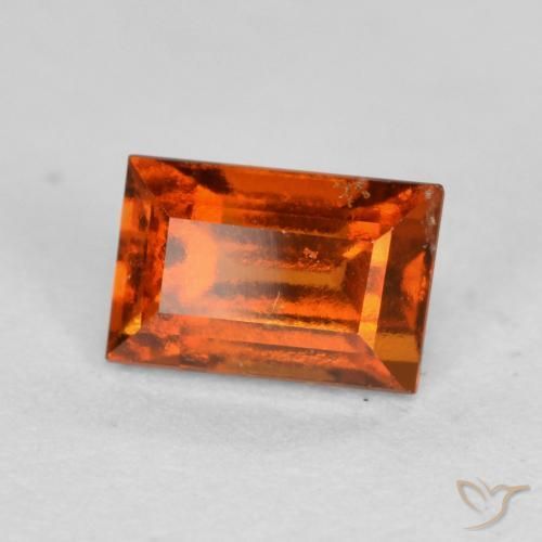 1.02 ct Orange Hessonite Garnet Stone, Natural Hessonite Garnet in Baguette Facet Shape for Sale