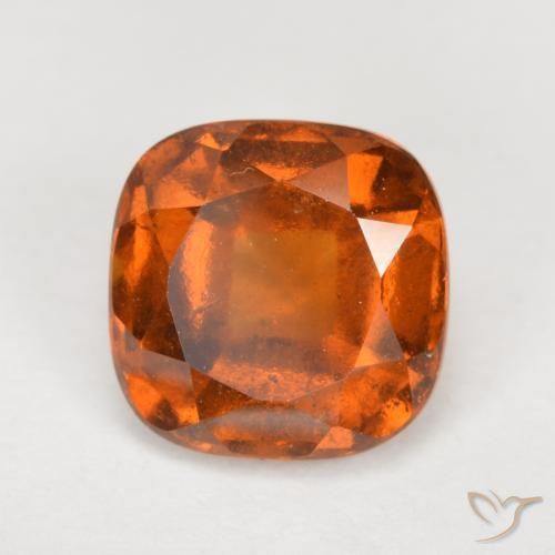 2.07ct Natural Reddish Orange Hessonite Garnet, Cushion, VS