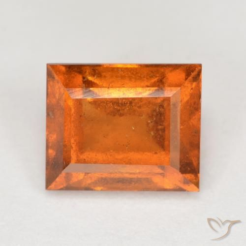 2.15ct Natural Medium Orange Hessonite Garnet, Baguette, VS-SI