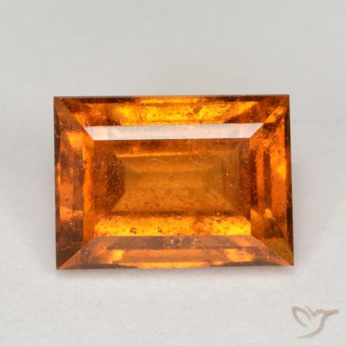 2.11ct Natural Medium Orange Hessonite Garnet, Baguette, VS-SI