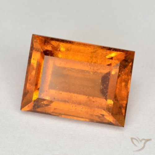 2.11 ct Orange Hessonite Garnet Stone, Natural Hessonite Garnet in Baguette Facet Shape for Sale