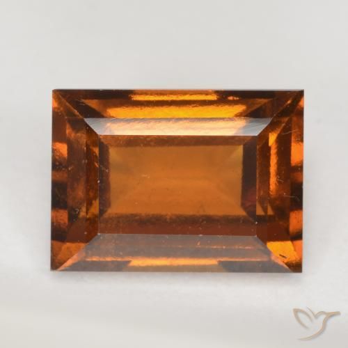 2.23 ct Orange Hessonite Garnet Gemstone, Hessonite Garnet Gem in Baguette Facet Shape for Sale.