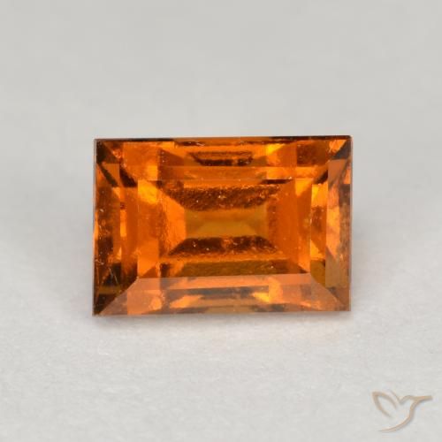 1.14ct Natural Medium-Dark Orange Hessonite Garnet, Baguette, VS