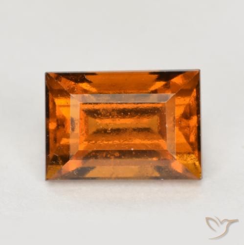1.36ct Natural Medium-Dark Orange Hessonite Garnet, Baguette, VS