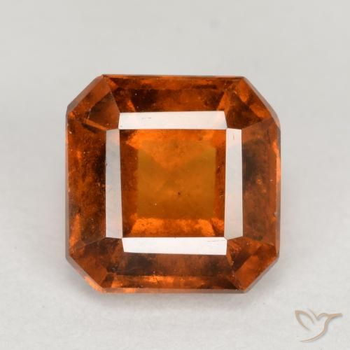 1.32ct Natural Amber Orange Hessonite Garnet, Emerald Cut, VS