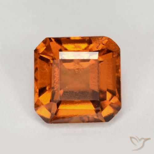 1.33ct Natural Deep Orange Hessonite Garnet, Emerald Cut, VS-SI
