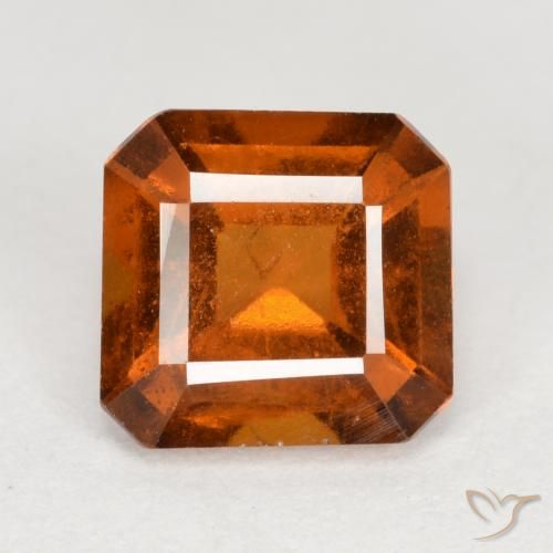 1.63ct Natural Medium Orange Hessonite Garnet, Emerald Cut, VS-SI