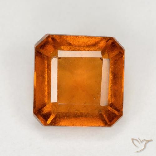 1.60ct Natural Deep Orange Hessonite Garnet, Emerald Cut, VS-SI