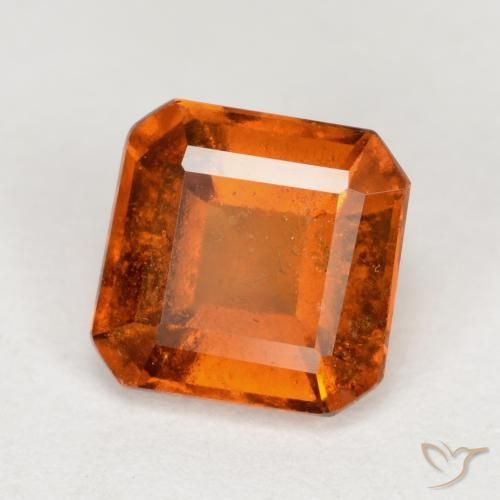 1.24 ct Orange Hessonite Garnet Stone, Natural Hessonite Garnet in Octagon Facet Shape for Sale
