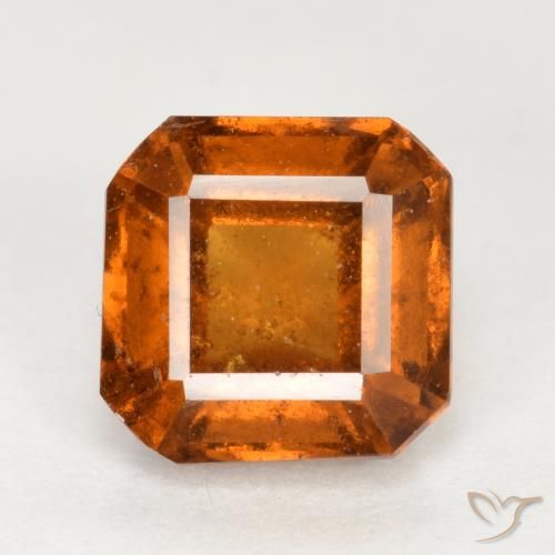 1.58ct Natural Medium-Dark Orange Hessonite Garnet, Emerald Cut, VS-SI