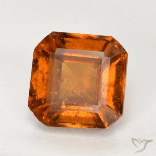 1.58 ct Orange Hessonite Garnet Stone, Natural Hessonite Garnet in Octagon Facet Shape for Sale