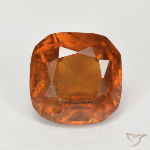 2.41 ct Orange Hessonite Garnet Gemstone, Hessonite Garnet Gem in Cushion-Cut Shape for Sale.