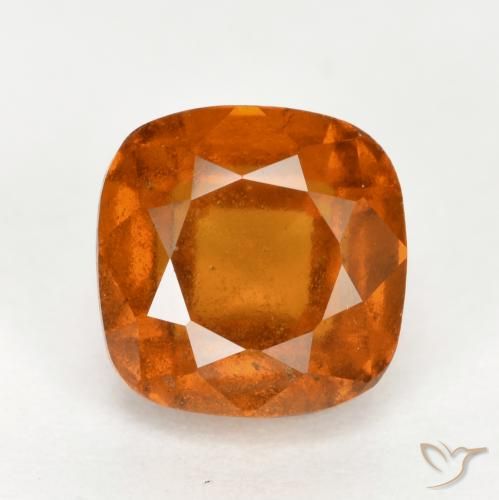 2.65ct Natural Medium Orange Hessonite Garnet, Cushion, VS-SI