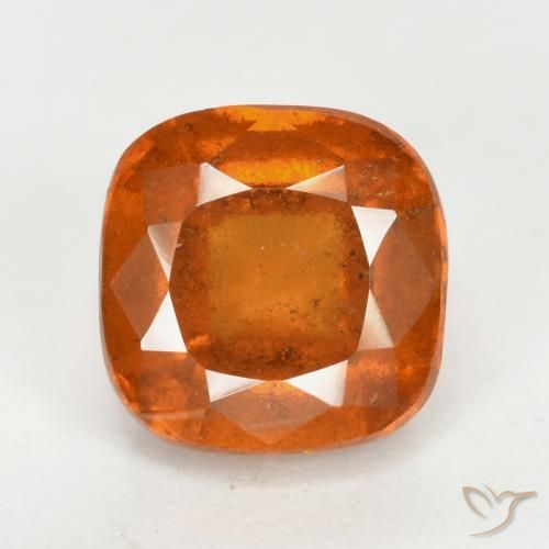 2.55ct Natural Medium Orange Hessonite Garnet, Cushion, VS-SI