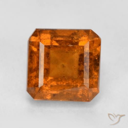 1.39ct Natural Deep Orange Hessonite Garnet, Emerald Cut, SI
