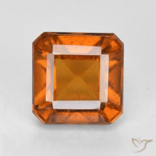 1.87ct Natural Deep Orange Hessonite Garnet, Emerald Cut, VS