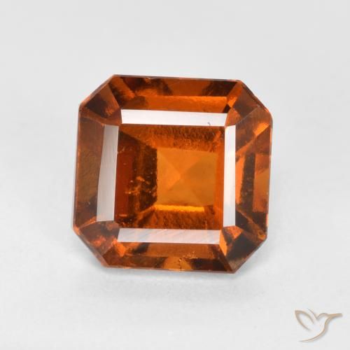 1.65ct Natural Deep Orange Hessonite Garnet, Emerald Cut, VS