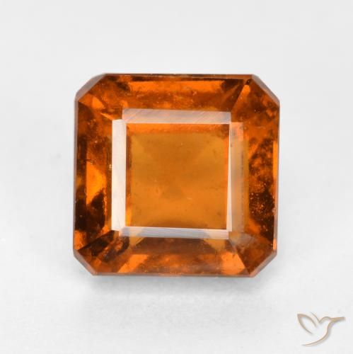 1.66ct Natural Medium-Dark Orange Hessonite Garnet, Emerald Cut, VS-SI
