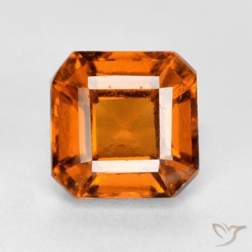 1.55ct Natural Deep Orange Hessonite Garnet, Emerald Cut, VS-SI