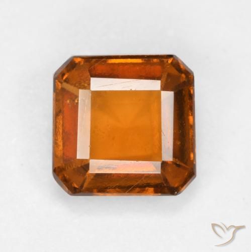 1.25ct Natural Medium-Dark Orange Hessonite Garnet, Emerald Cut, VS