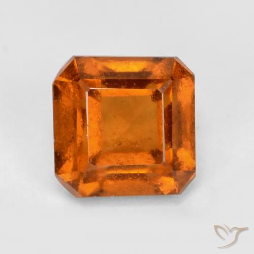 1.51ct Natural Deep Orange Hessonite Garnet, Emerald Cut, VS-SI